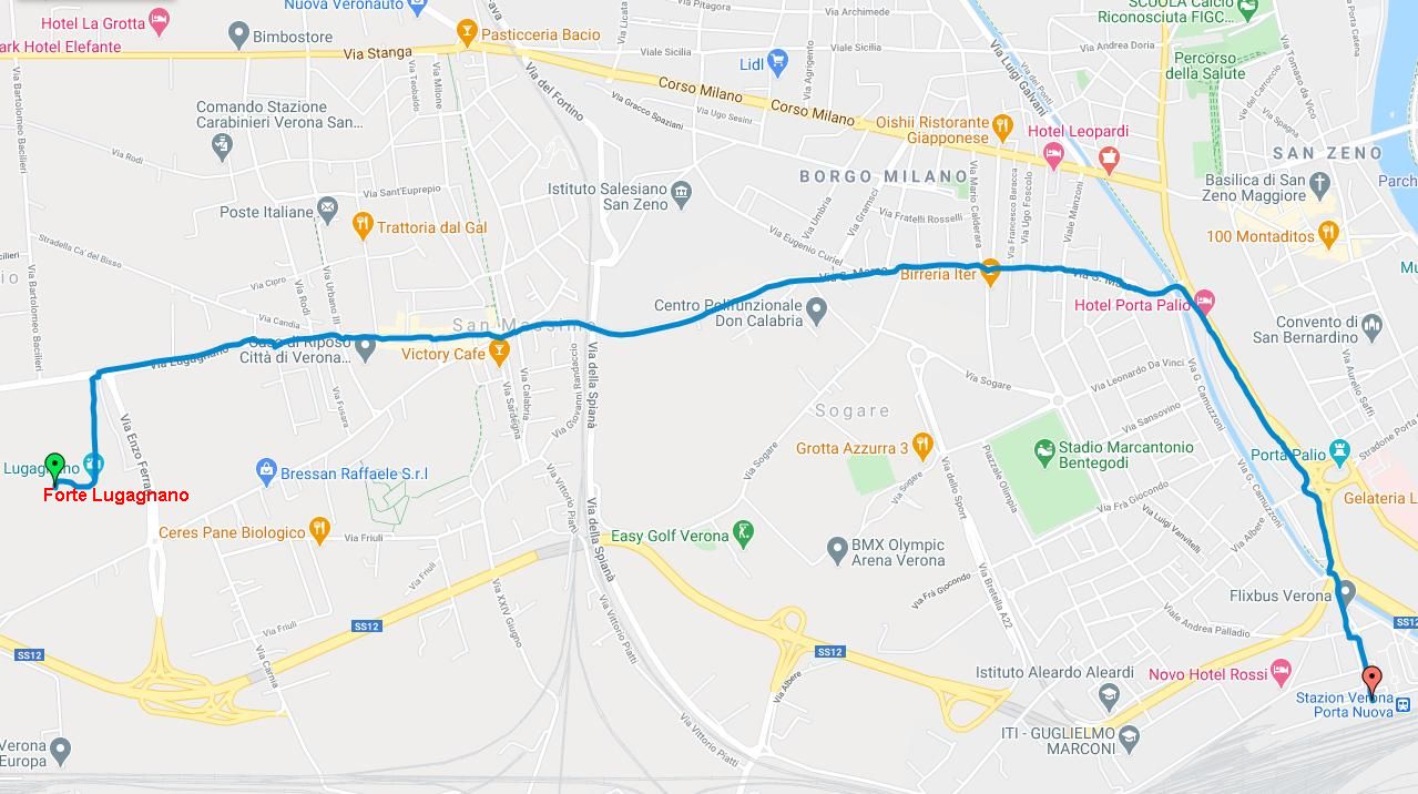 DA forte Lugagnao alla stazione ferroviaria Porta nuova